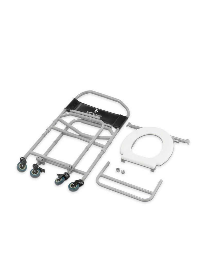 Cadeira De Banho Higiênica Dellamed Dobrável E Desmontável Até 120 Kg Preto E Cinza D40