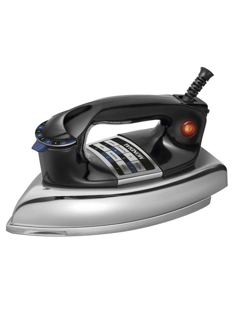 Ferro De Passar Roupa Mondial A Seco Cromado/preto - 220v