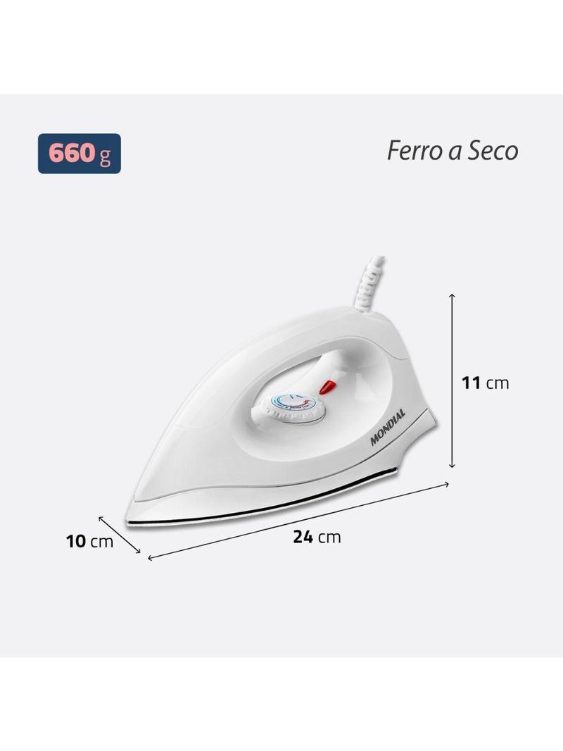 Ferro A Seco Mondial FSN-55 W 6 Temperaturas Branco 220V