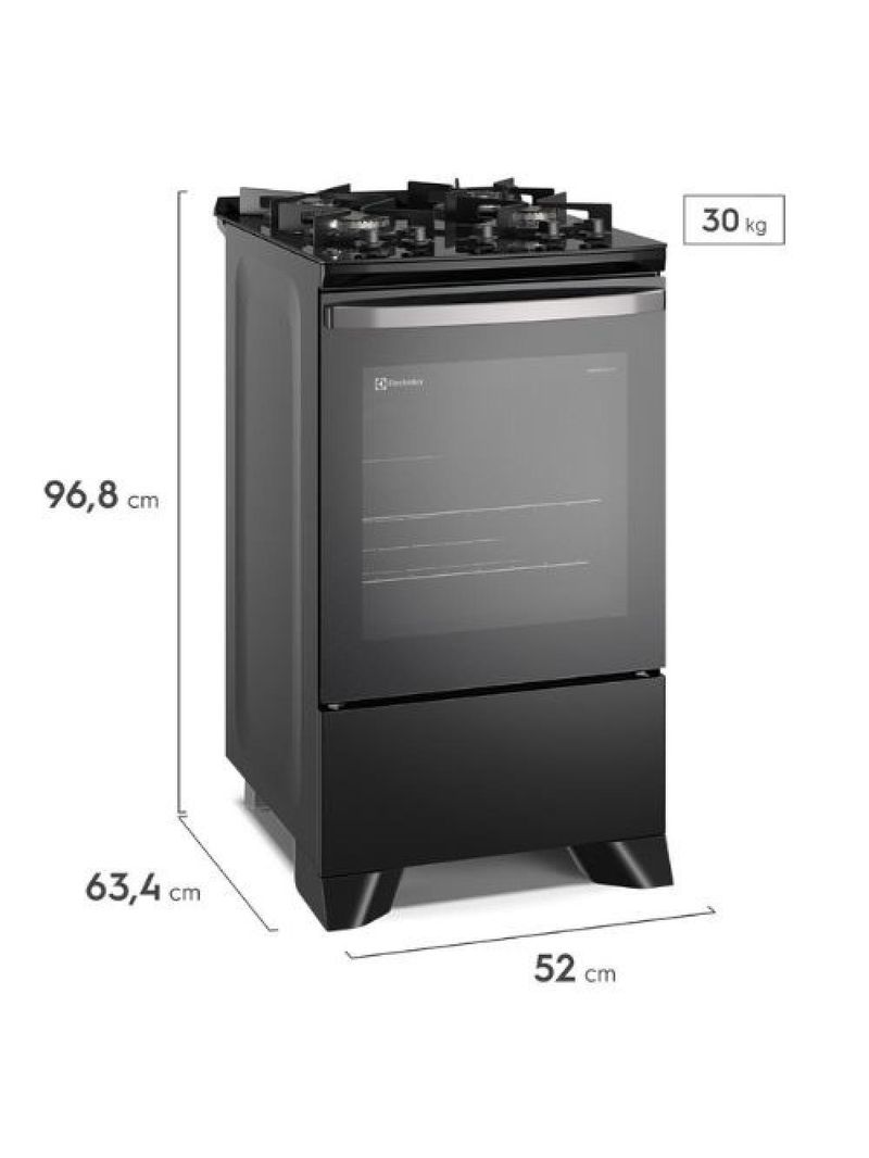 Fogão 4 Bocas Electrolux Automático Mesa De Vidro FE4GP Preto Bivolt