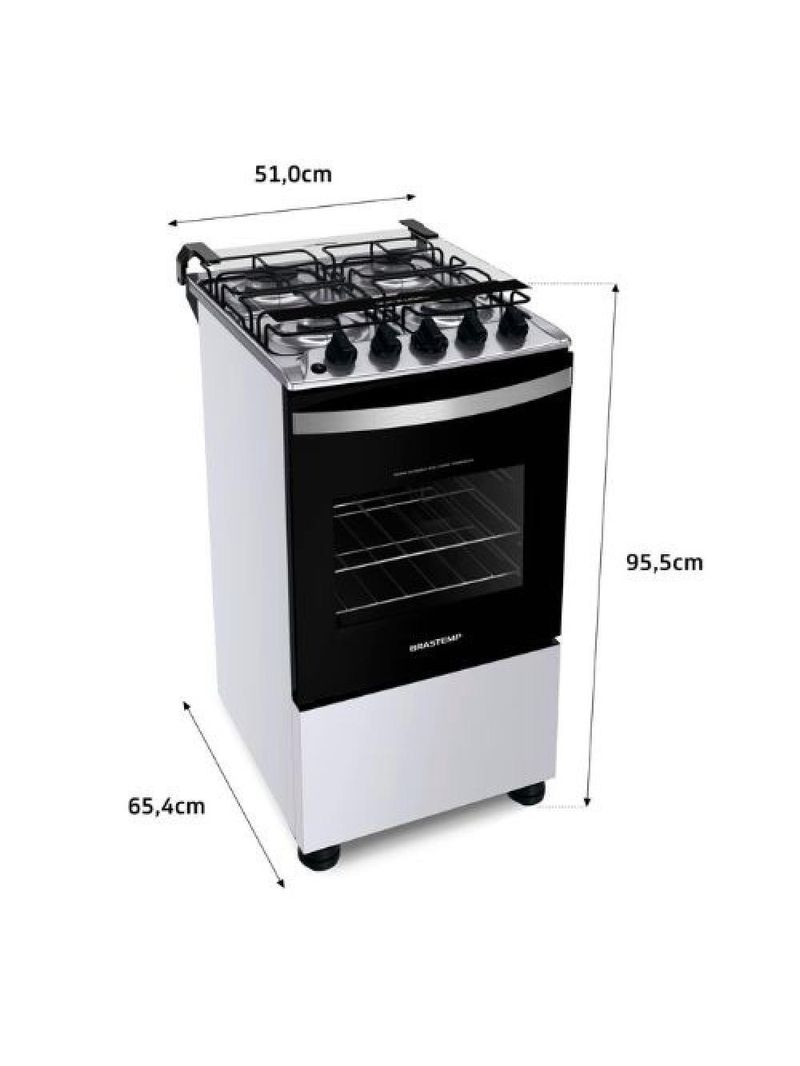 Fogão 4 Bocas Brastemp Automático BFO4NBB Branco Bivolt