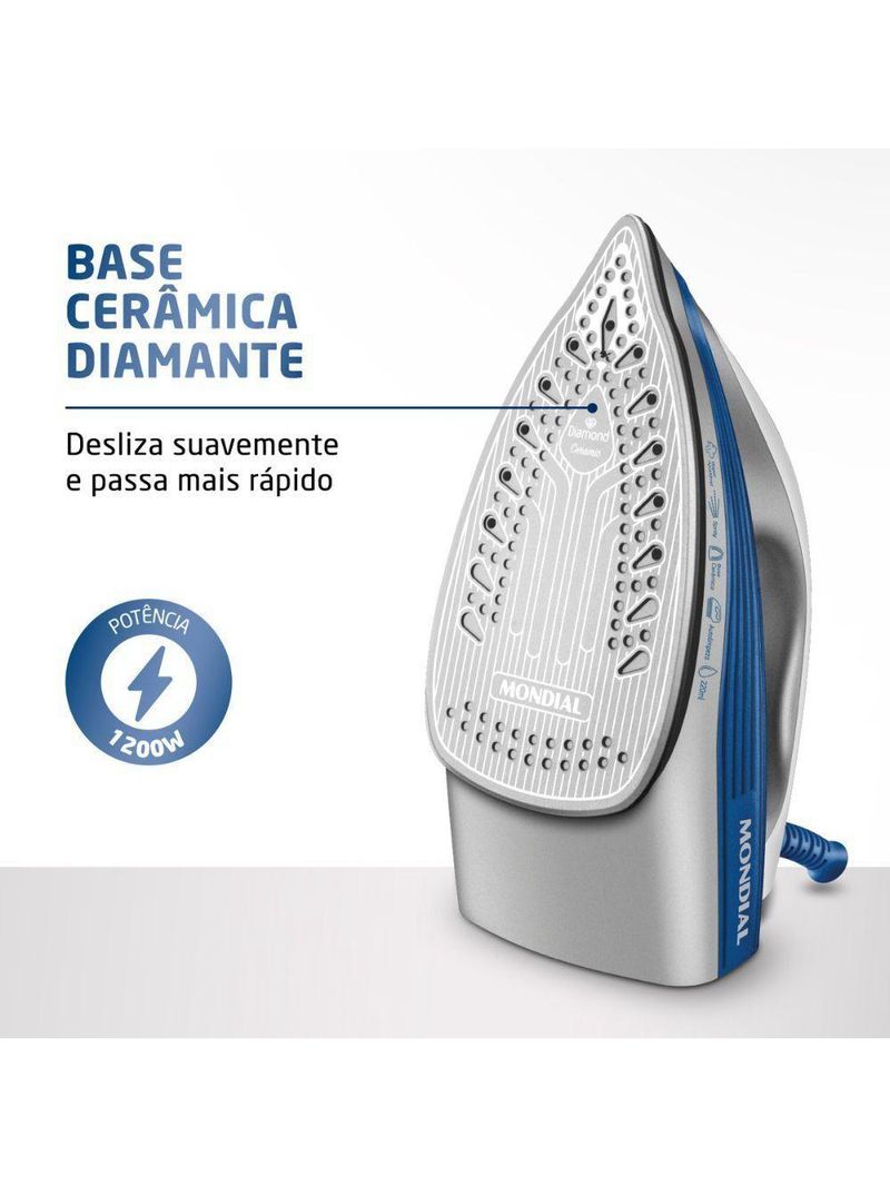 Ferro A Vapor Mondial FVN01BL Branco-azul 110V