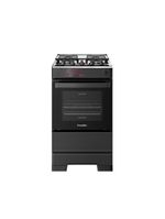 Fogão Esmaltec 4 Bocas Ideal Master Mesa Inox Tampa de Vidro Forno 50 Litros Preto T4ITP Bivolt