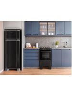 Fogão Esmaltec 4 Bocas Ideal Master Mesa Inox Tampa de Vidro Forno 50 Litros Preto T4ITP Bivolt