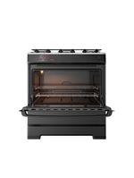 Fogão Esmaltec 5 Bocas Ideal Master Mesa Inox Tampa de Vidro Forno 84 Litros Preto T5ITP Bivolt