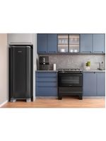 Fogão Esmaltec 5 Bocas Ideal Master Mesa Inox Tampa de Vidro Forno 84 Litros Preto T5ITP Bivolt