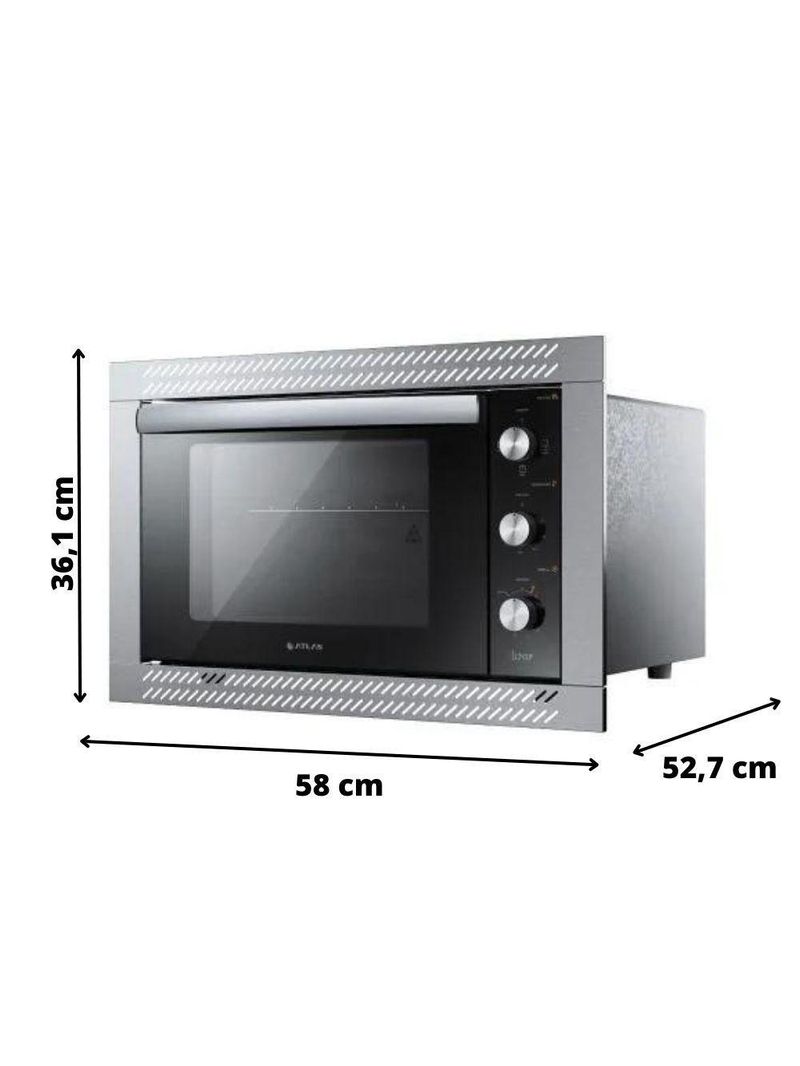 Forno Elétrico 44 Litros Atlas Embutir Preto 220V