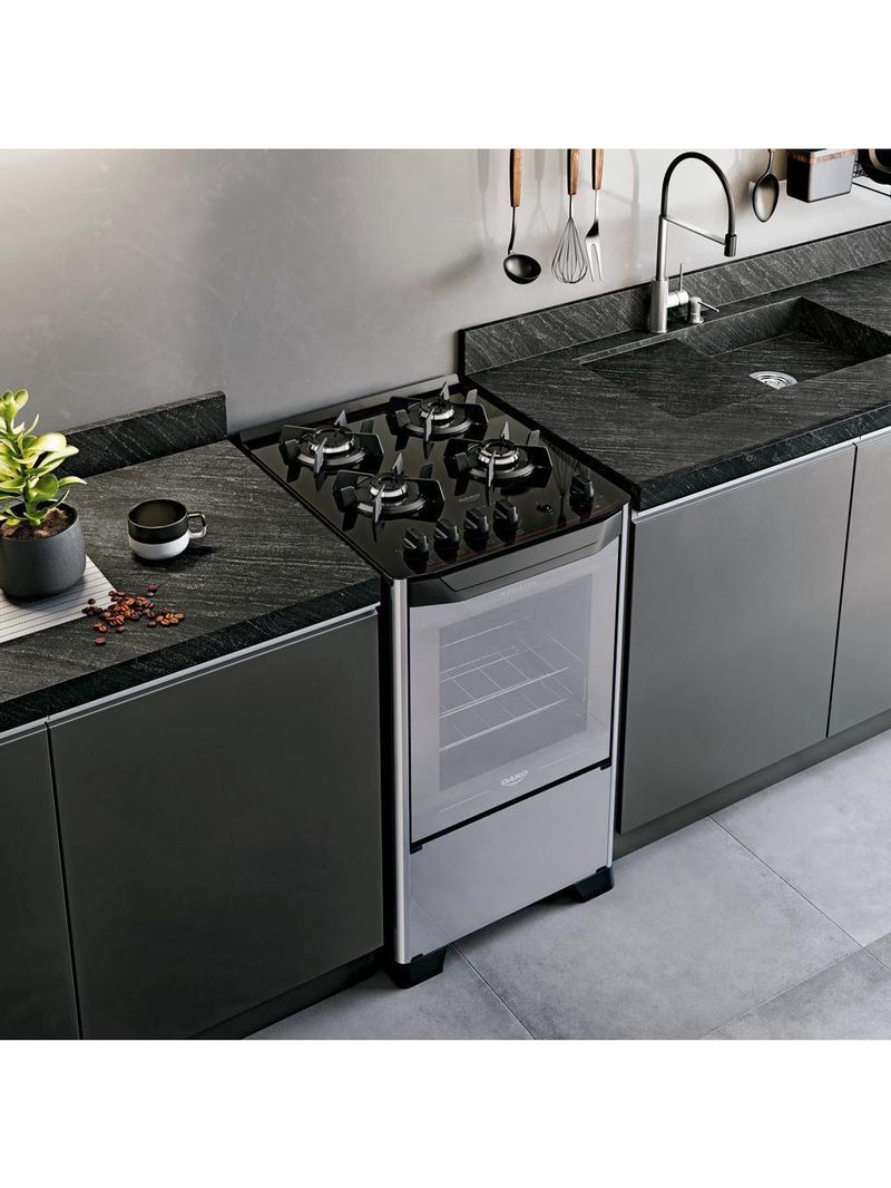 Fogão 4 Bocas Dako Magister Style Com Mesa De Vidro Espelhado Bivolt