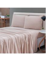 Jogo cama lençol sonnet king malha lisa 100% algodão macio 4 peças - avelã