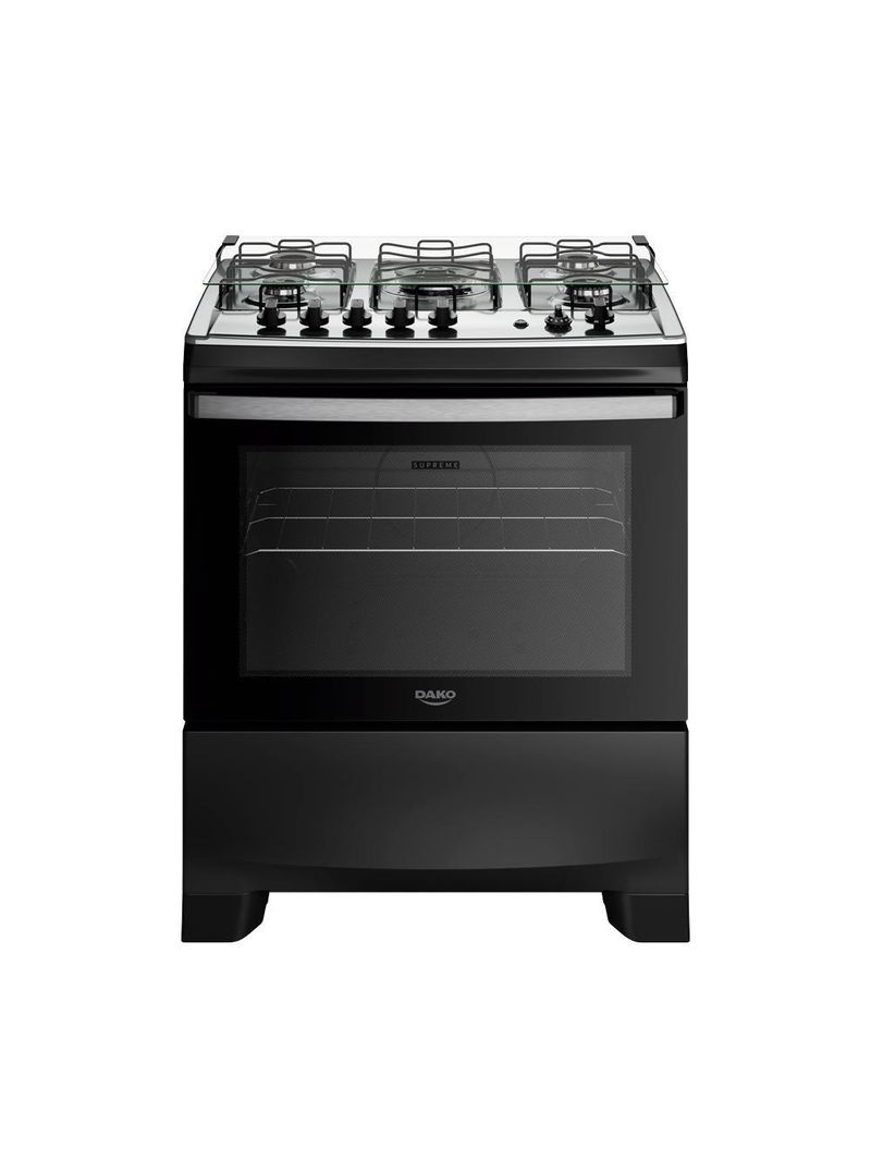 Fogão 5 Bocas Dako Supreme Mesa de Inox e Timer Bivolt - Preto