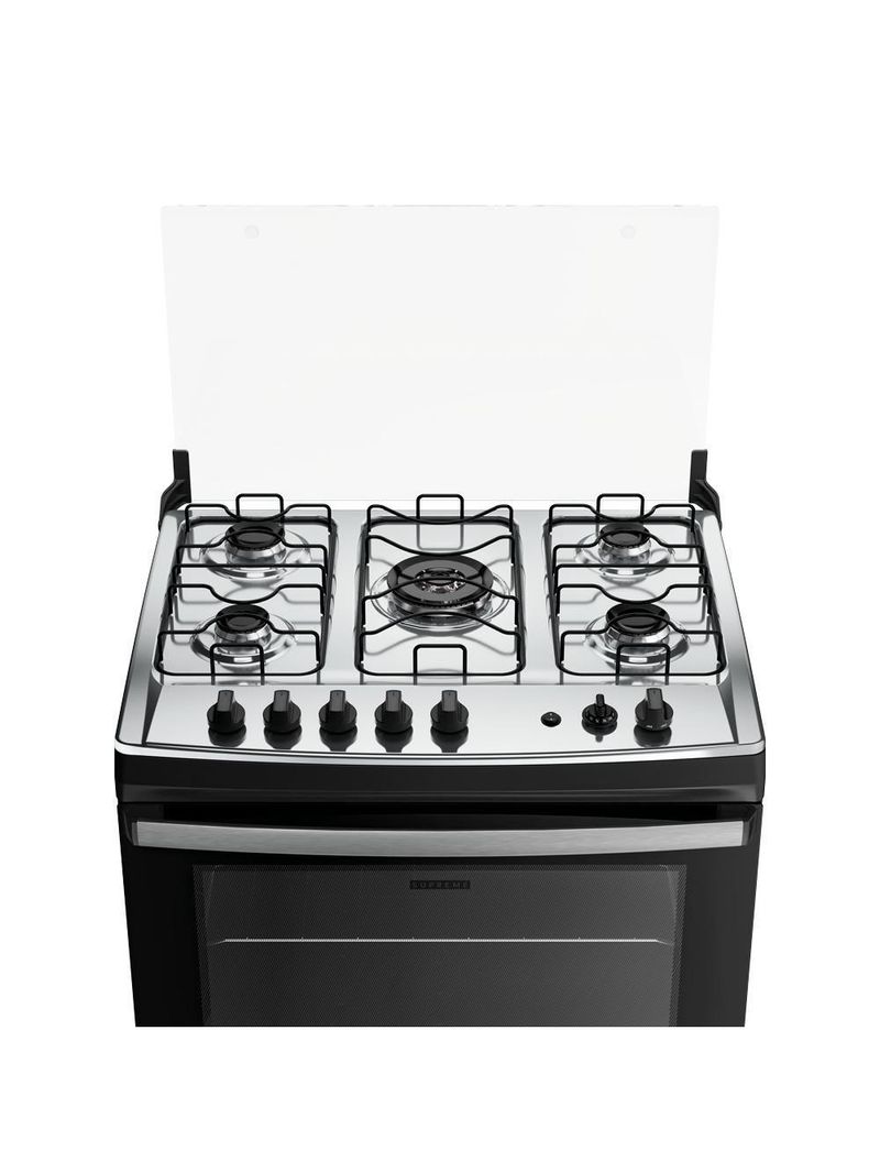 Fogão 5 Bocas Dako Supreme Mesa de Inox e Timer Bivolt - Preto