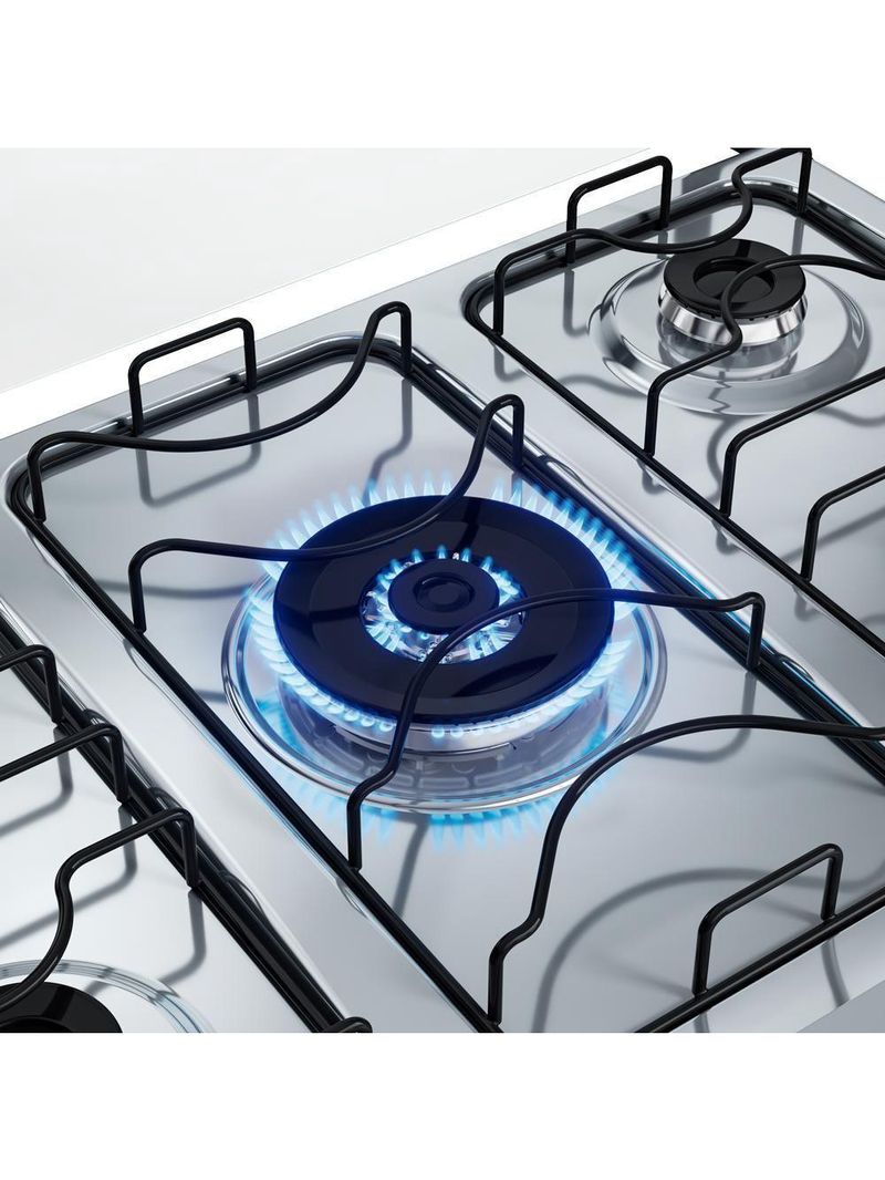 Fogão 5 Bocas Dako Supreme Mesa de Inox e Timer Bivolt - Preto