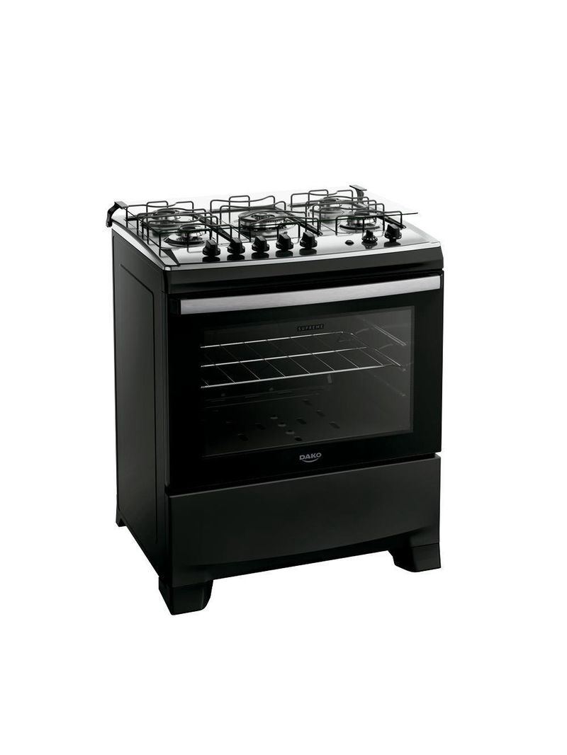 Fogão 5 Bocas Dako Supreme Mesa de Inox e Timer Bivolt - Preto