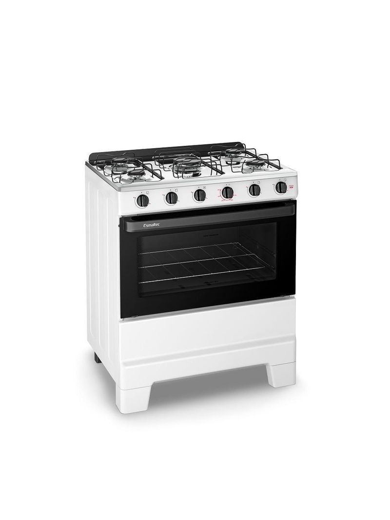 Fogão Esmaltec 5 Bocas Ideal Pop Mesa De Aço Inox Branco F5ISB