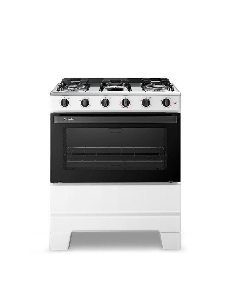 Fogão Esmaltec 5 Bocas Ideal Pop Mesa De Aço Inox Branco F5ISB