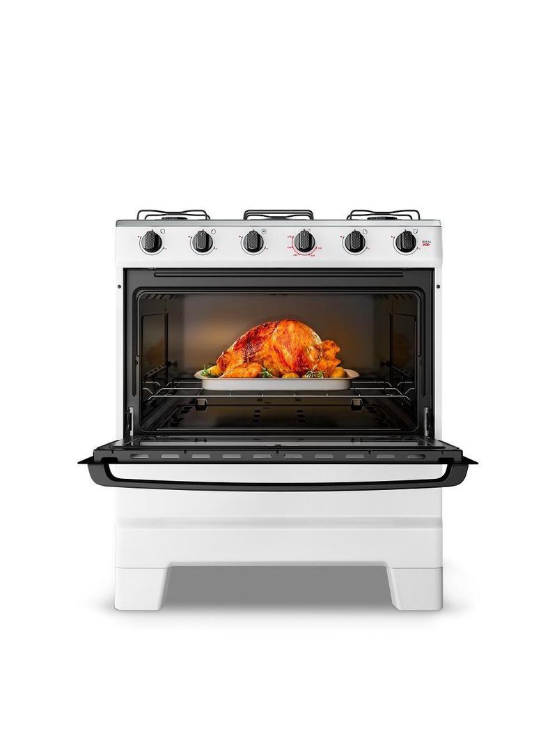 Fogão Esmaltec 5 Bocas Ideal Pop Mesa De Aço Inox Branco F5ISB