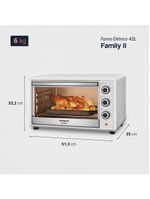 Forno Elétrico 42l Family Ii Mondial Branco Inox FR 42W 220V/60hz