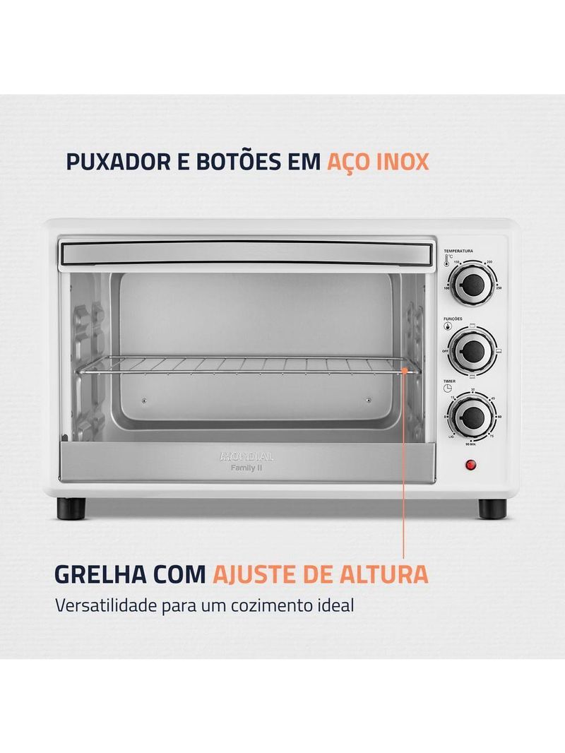 Forno Elétrico 42l Family Ii Mondial Branco Inox FR 42W 220V/60hz