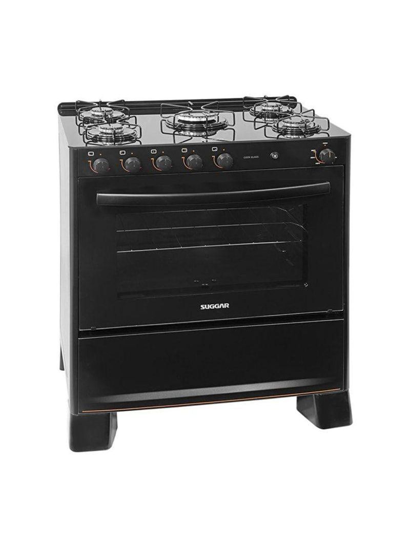 Fogão Suggar Cook Glass 5 Queimadores Preto FGVCG510PT Bivolt Preto