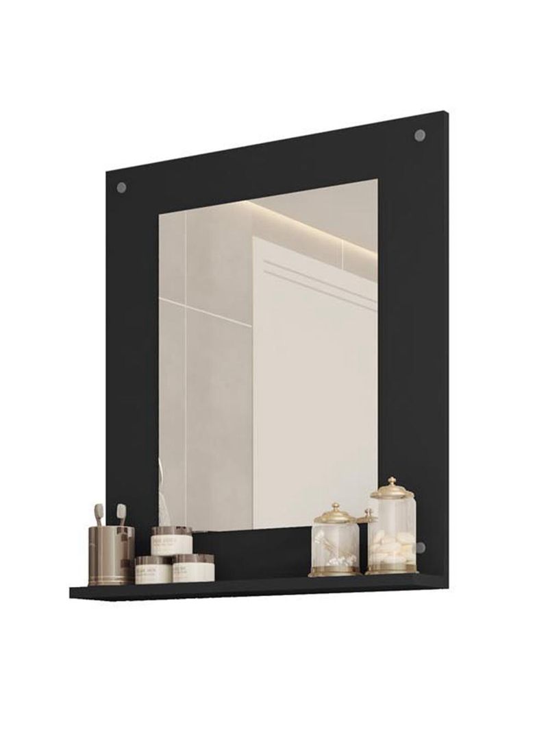 Painel Espelho Multifuncional Banheiro Preto Clean Caemmun
