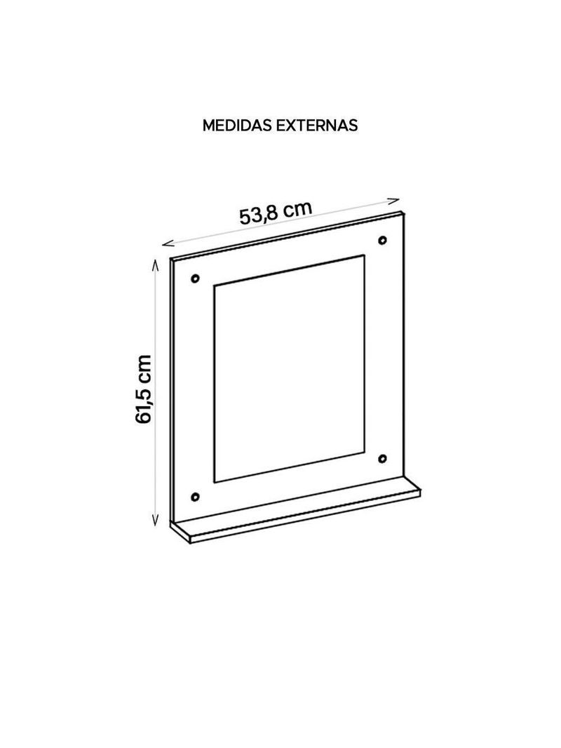 Painel Espelho Multifuncional Banheiro Preto Clean Caemmun