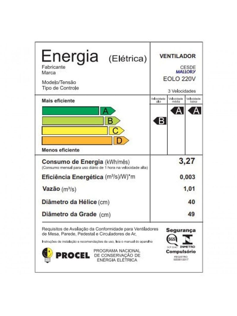 Ventilador De Coluna Mallory Éolo 40 Cm Preto E Grafite 220V