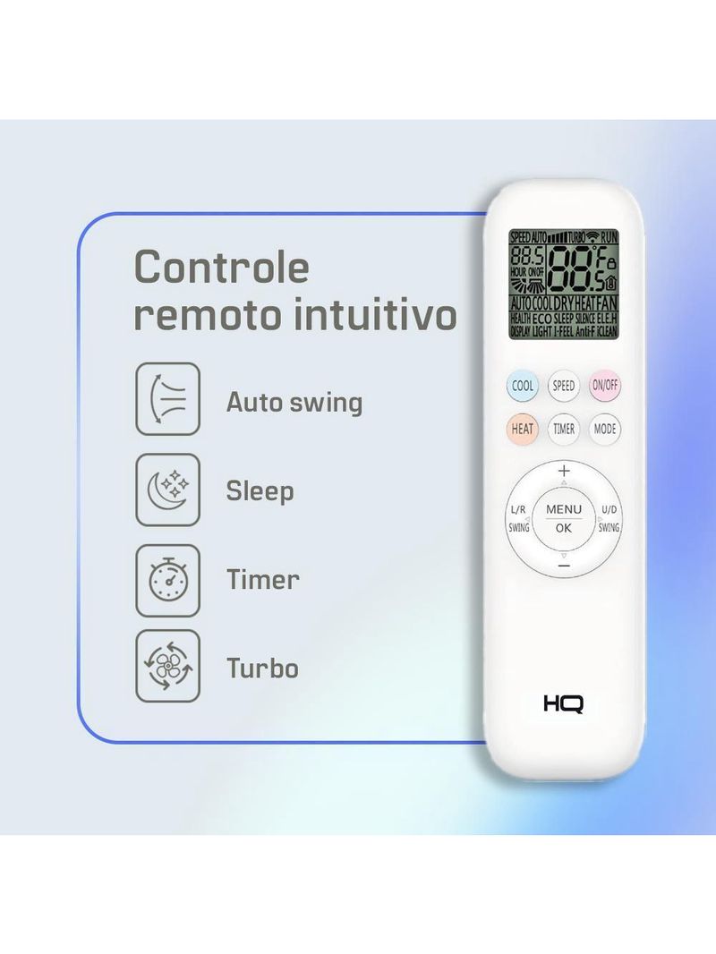 Ar Condicionado Split HQ Hi Wall Inverter 24000 BTU/h Quente E Frio Monofásico Branco HQ-INV24000QFA 220V