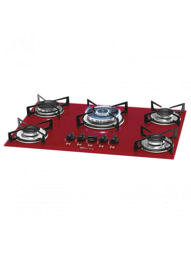Fogão Cooktop Fischer 5 Bocas Tripla Chama Vermelho Rouge 1743-15738 Bivolt