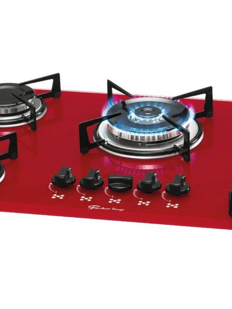 Fogão Cooktop Fischer 5 Bocas Tripla Chama Vermelho Rouge 1743-15738 Bivolt
