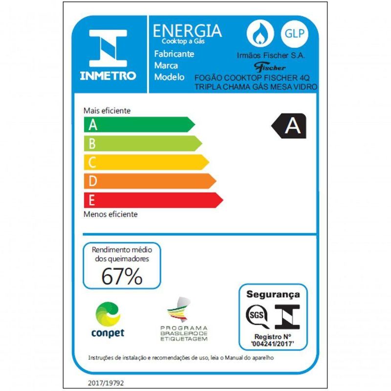 Fogão Cooktop Fischer 4 Bocas Tripla Chama 9788-12916