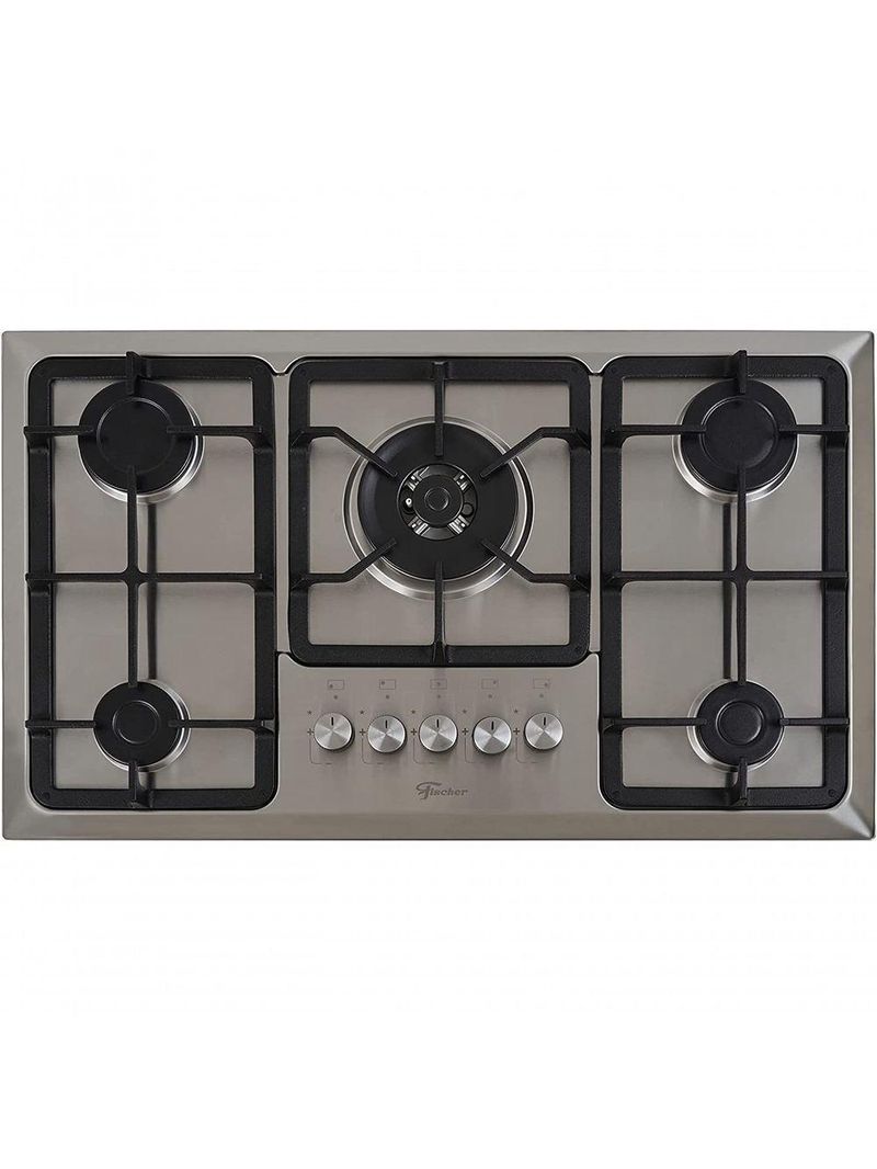 Fogão Cooktop Fischer 5 Bocas Tripla Chama - Mesa Inox 23678-54121 Bivolt