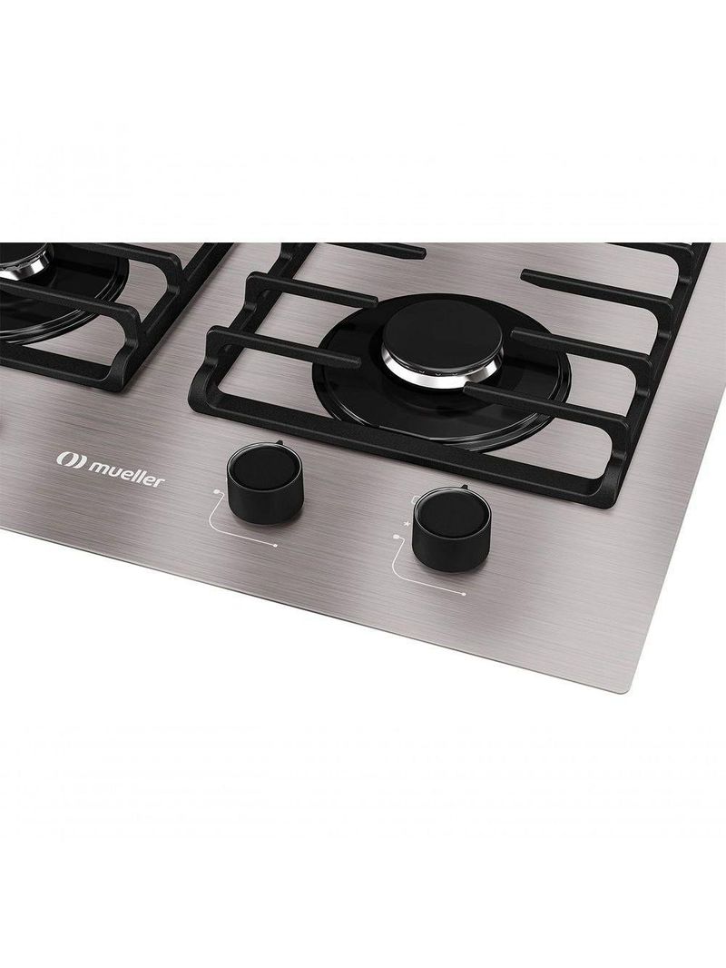 Fogão Cooktop 4 Bocas Ultra Chama MCG4BL Grade Dupla Mesa De Alumínio Mueller Bivolt