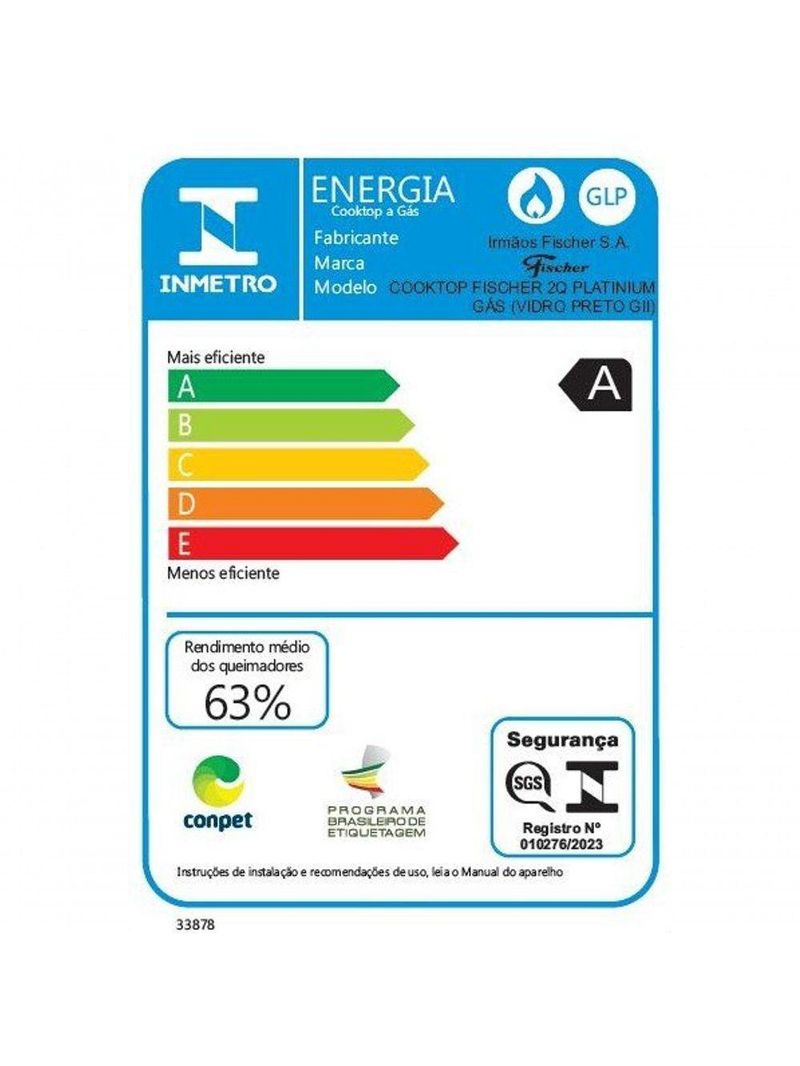 Fogão Cooktop Fischer 2 Queimadores Platinium 33795-92120 Bivolt