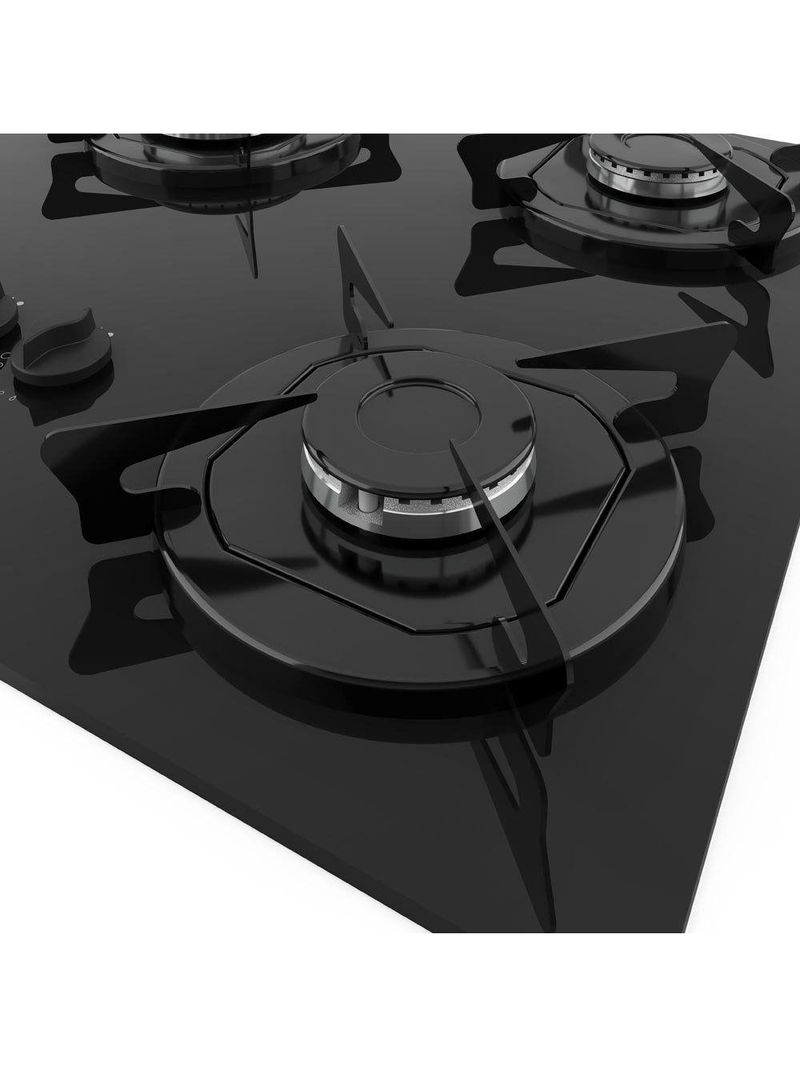 Fogão Cooktop 5 Bocas Tripla Chama Mesa Em Vidro Preto Fogatti Esmaltado 27000501-02 Bivolt