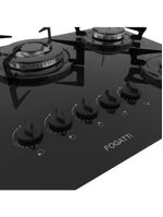 Fogão Cooktop 5 Bocas Tripla Chama Mesa Em Vidro Preto Fogatti Esmaltado 27000501-02 Bivolt