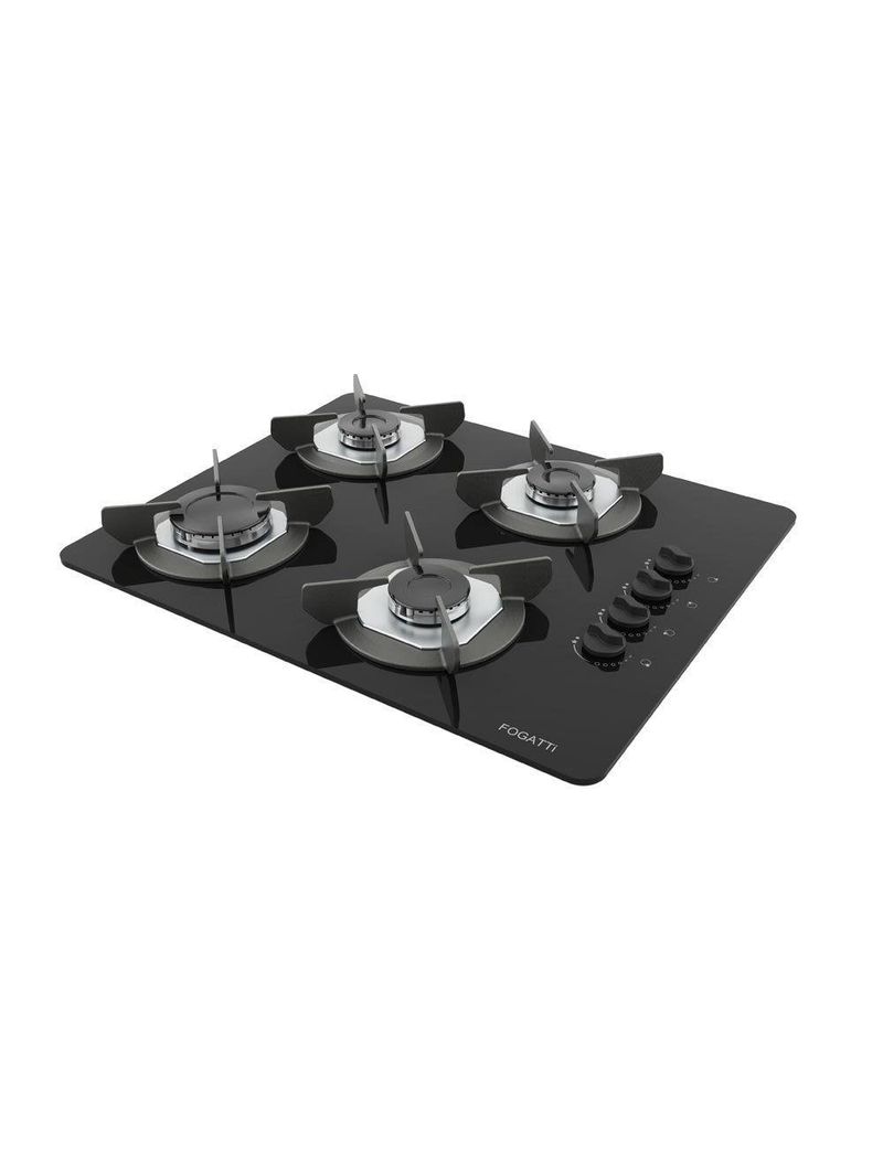Fogão Cooktop 4 Bocas Mesa Em Vidro Safe Ferro Fundido Fogatti Bivolt