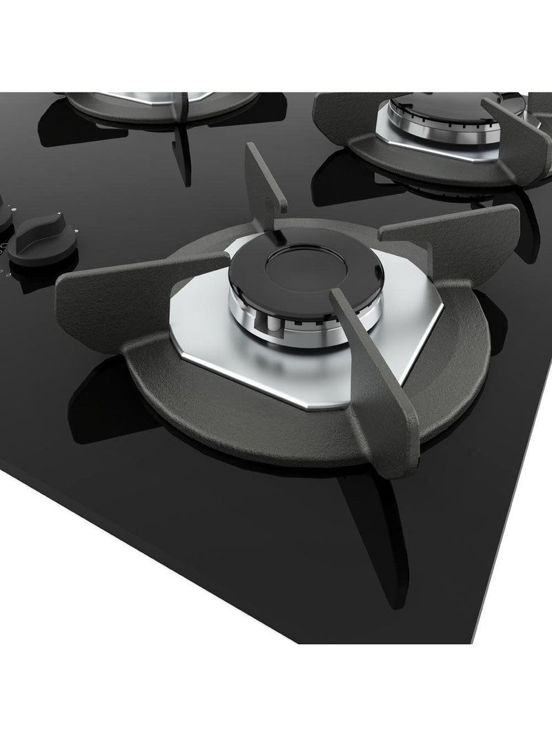 Fogão Cooktop 4 Bocas Mesa Em Vidro Safe Ferro Fundido Fogatti Bivolt