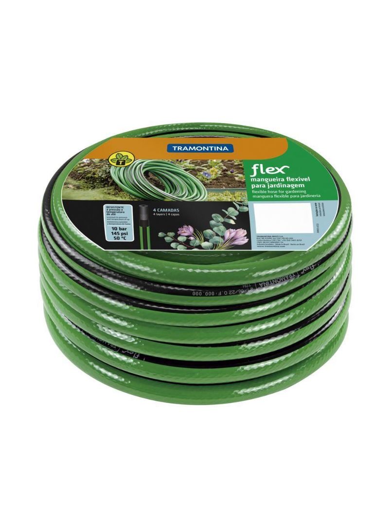 Mangueira Flex Para Jardim Tramontina Verde Com Faixa Preta Em Pvc 4 Camadas 30 M
