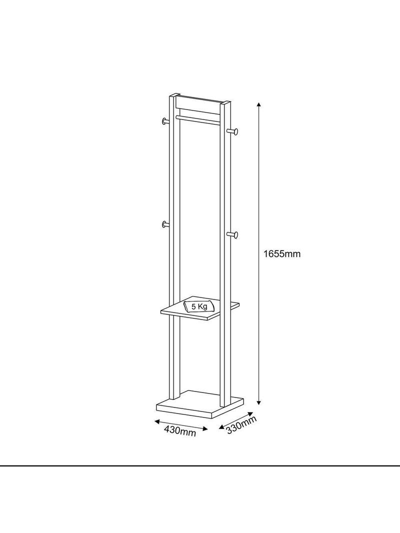 Cabideiro De Chão Multimóveis Cr35005 Nogal/Preto