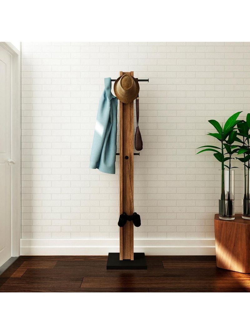 Cabideiro De Chão Multimóveis Vcr35004 Preto/Nogal