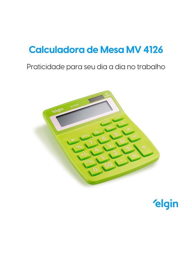 Calculadora De Mesa 4126 Verde 12 Dígitos Função Correção GPM Erase