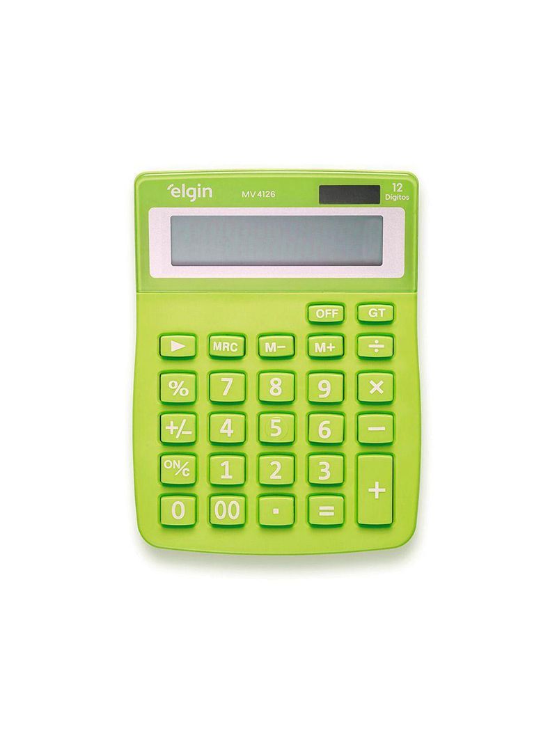 Calculadora De Mesa 4126 Verde 12 Dígitos Função Correção GPM Erase
