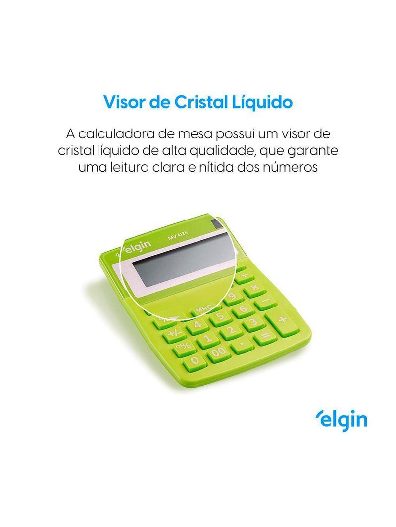 Calculadora De Mesa 4126 Verde 12 Dígitos Função Correção GPM Erase