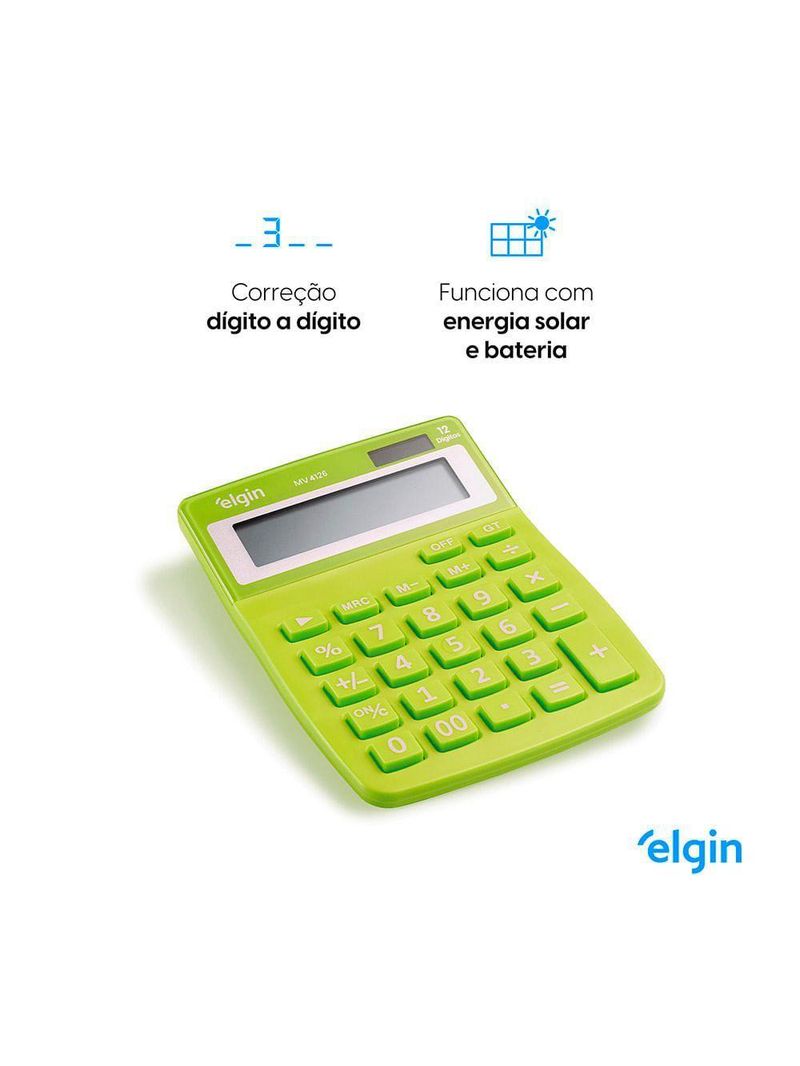 Calculadora De Mesa 4126 Verde 12 Dígitos Função Correção GPM Erase