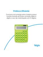 Calculadora De Mesa 4126 Verde 12 Dígitos Função Correção GPM Erase