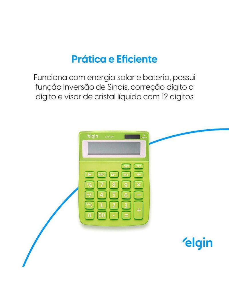Calculadora De Mesa 4126 Verde 12 Dígitos Função Correção GPM Erase