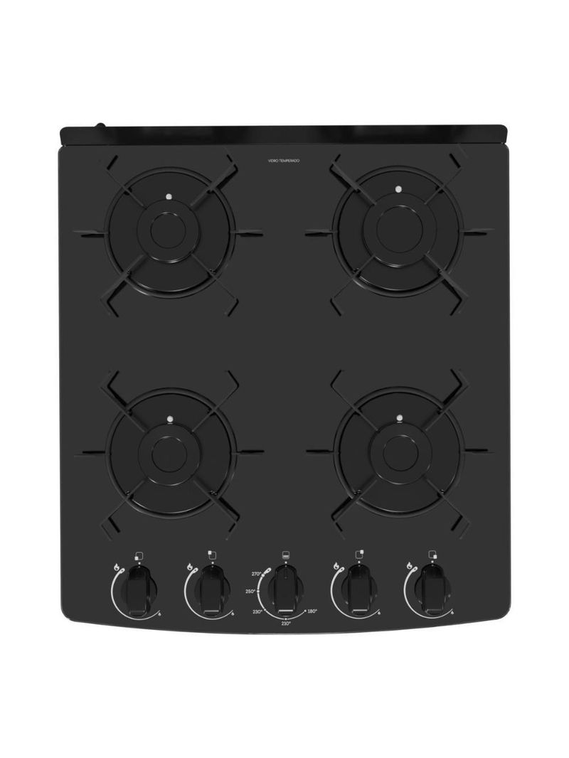 Fogão 4 Bocas A Gás Realce Smart Glass CR223 Preto Bivolt