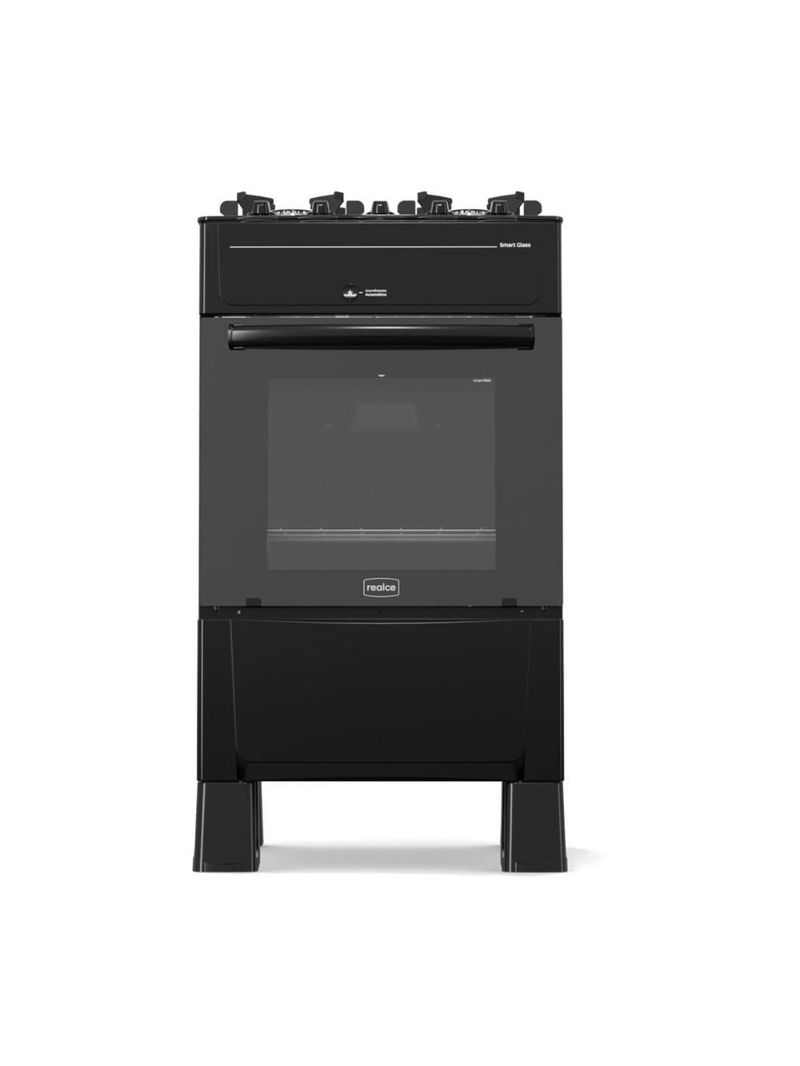 Fogão 4 Bocas A Gás Realce Smart Glass CR223 Preto Bivolt