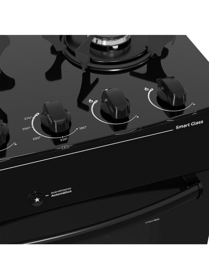 Fogão 4 Bocas A Gás Realce Smart Glass CR223 Preto Bivolt