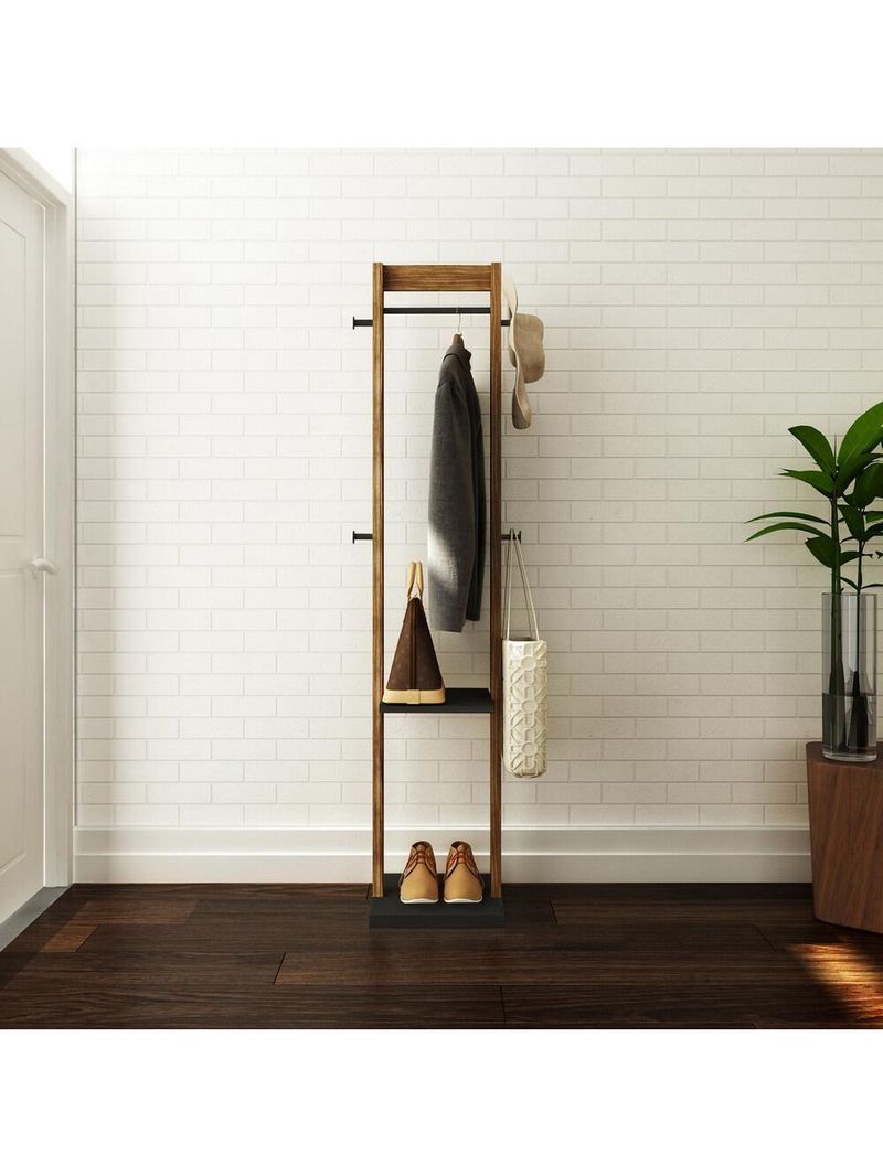 Cabideiro De Chão Multimóveis Vcr35005 Preto/Nogal